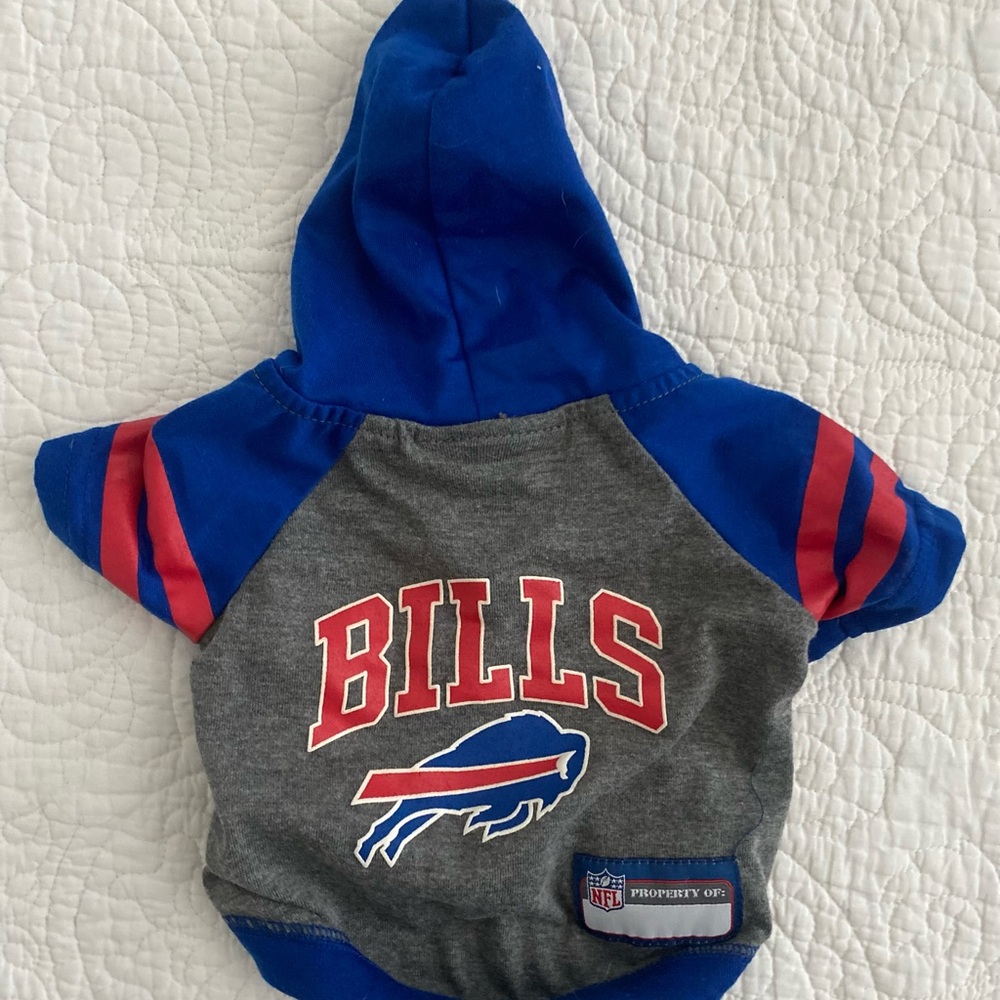 Buffalo Bills Pets First Dog Hoodie in Size Small.